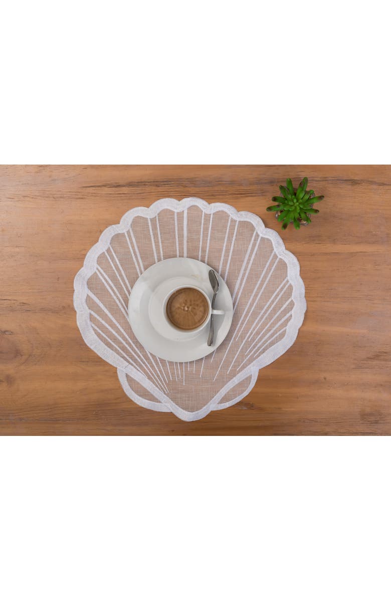 C&F Home Shells Cutwork Clear Sheer Set of 6 Round Placemats 17", Alternate, color, Blue