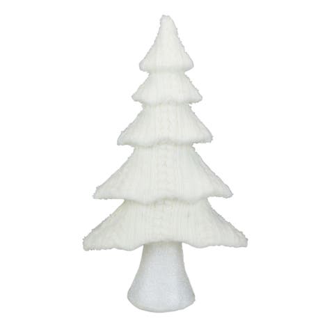 Cable Knit Christmas Tree Decoration - 16.75" - Cream