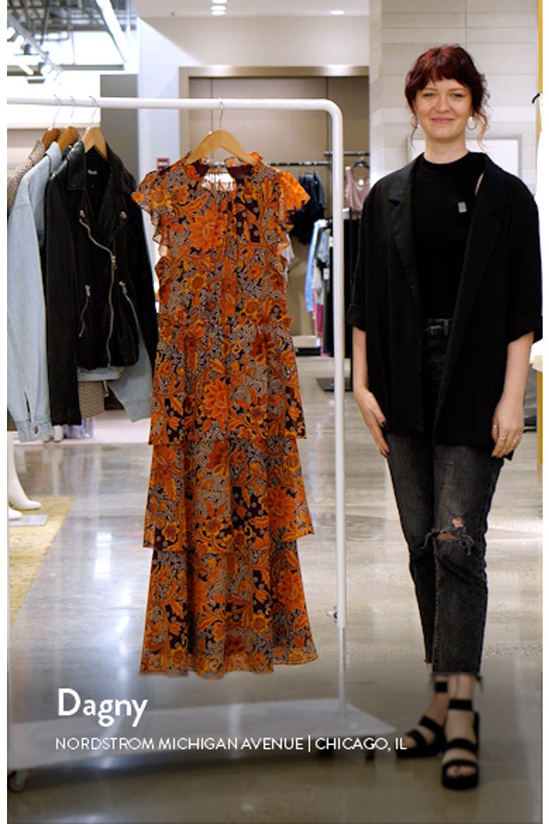 Floral Tiered Flutter Sleeve Midi Dress video