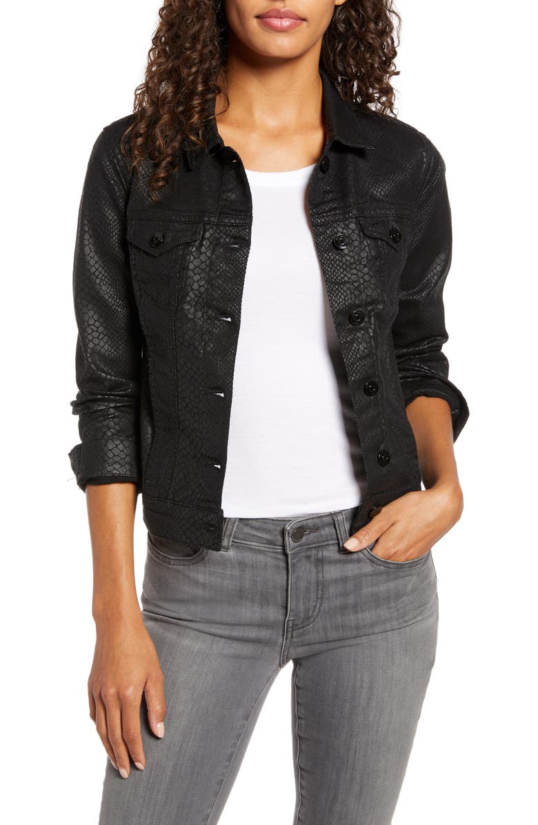 Mavi Jeans Samantha Snakeskin Print Denim Jacket, Main, color, 