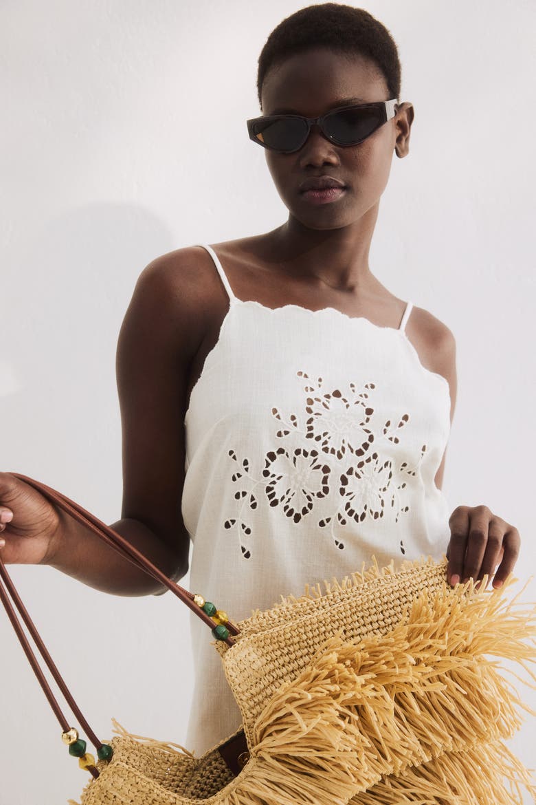 Broderie Anglaise Cotton Beach Dress, Alternate, color, Ivory