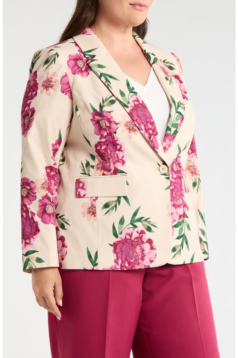 Print One-Button Blazer, Alternate, color, SAND BERRY FLORAL