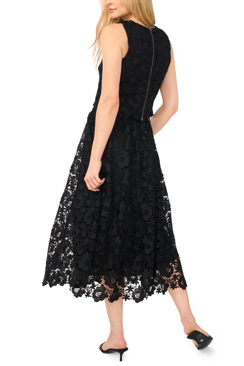 Floral Lace A-line Midi Skirt, Alternate, color, RICH BLACK