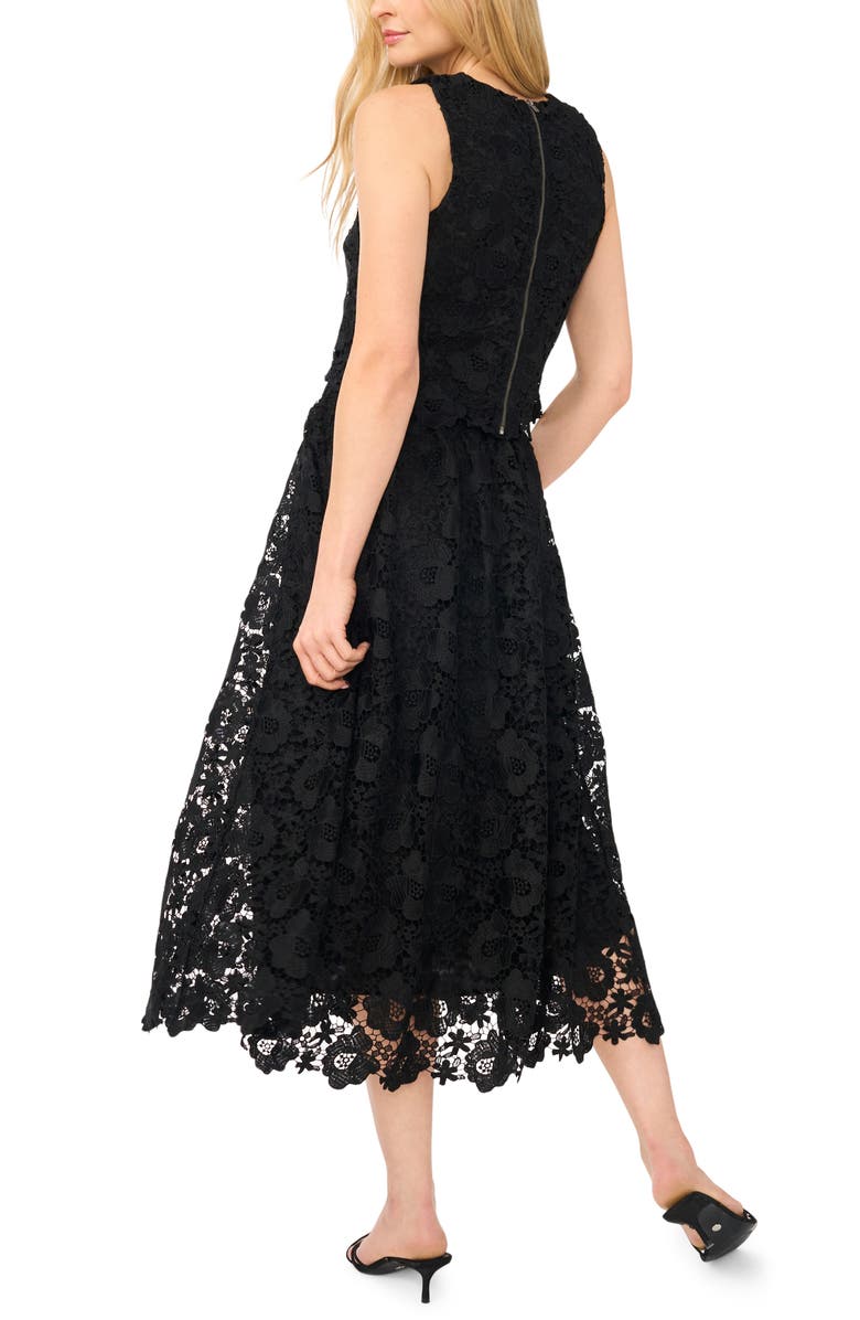 CeCe Floral Lace A-line Midi Skirt, Alternate, color, Rich Black