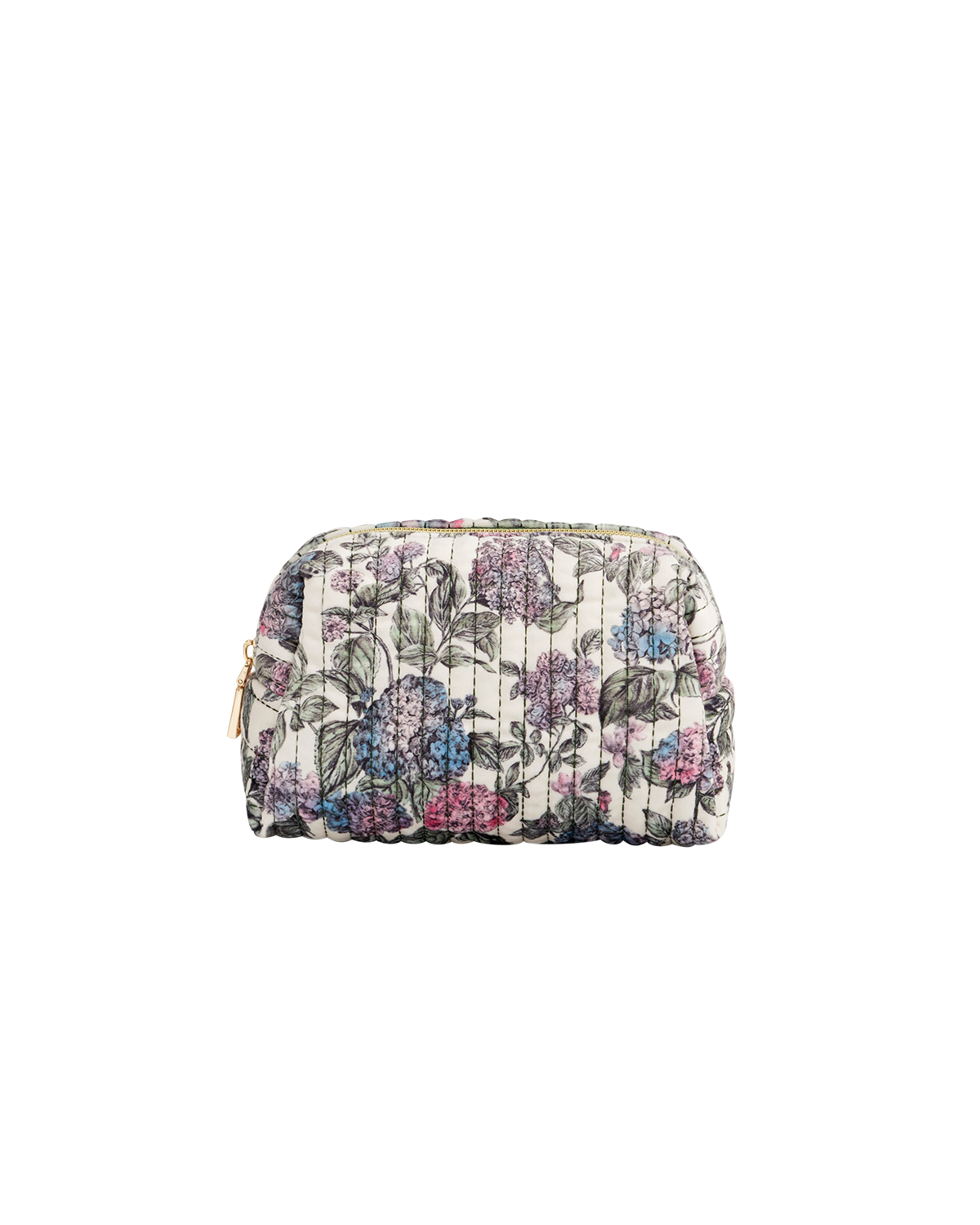 Fable England Hydrangea Small Quilted Makeup Bag, Main, color, Purple