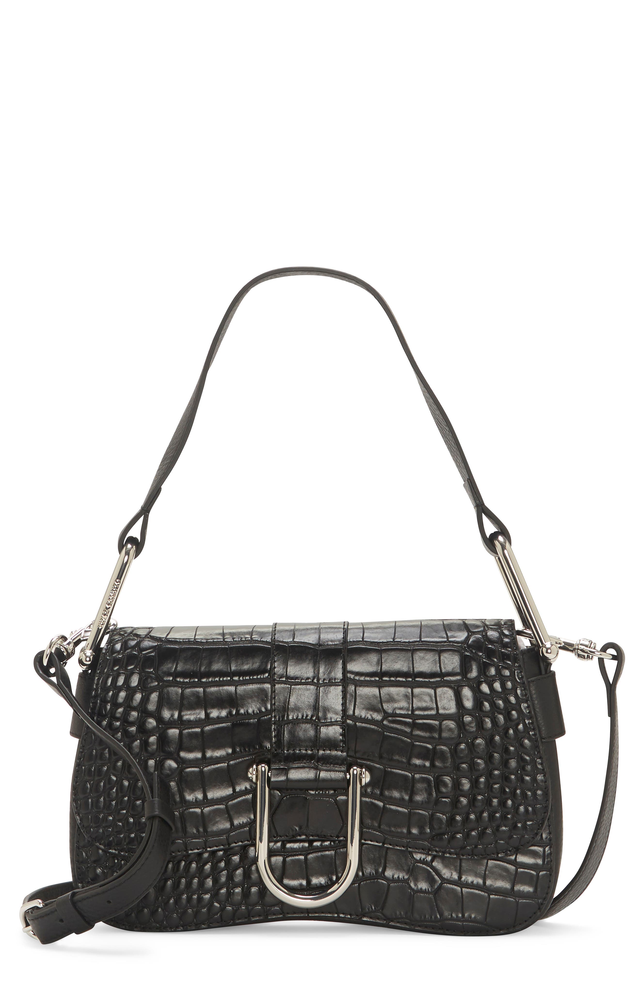 Vince Camuto Tal Croc Embossed Leather Shoulder Bag, Main, color, 