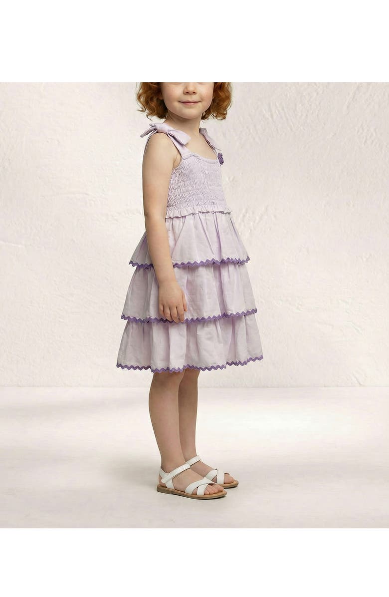 Pippa & Julie Kids' Smocked Bodice Tiered Cotton Party Dress, Alternate, color, Pink/ Lilac
