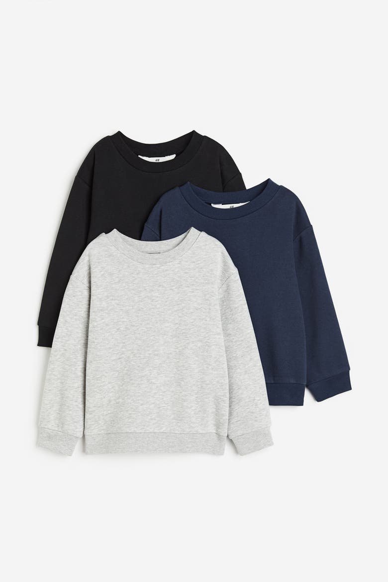 3-pack Brushed-inside Sweatshirts, Main, color, Gray melange/navy blue