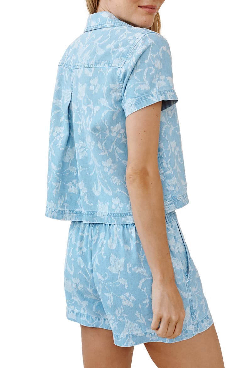 Floral Crop Camp Shirt, Alternate, color, VINTAGE FLEUR DENIM