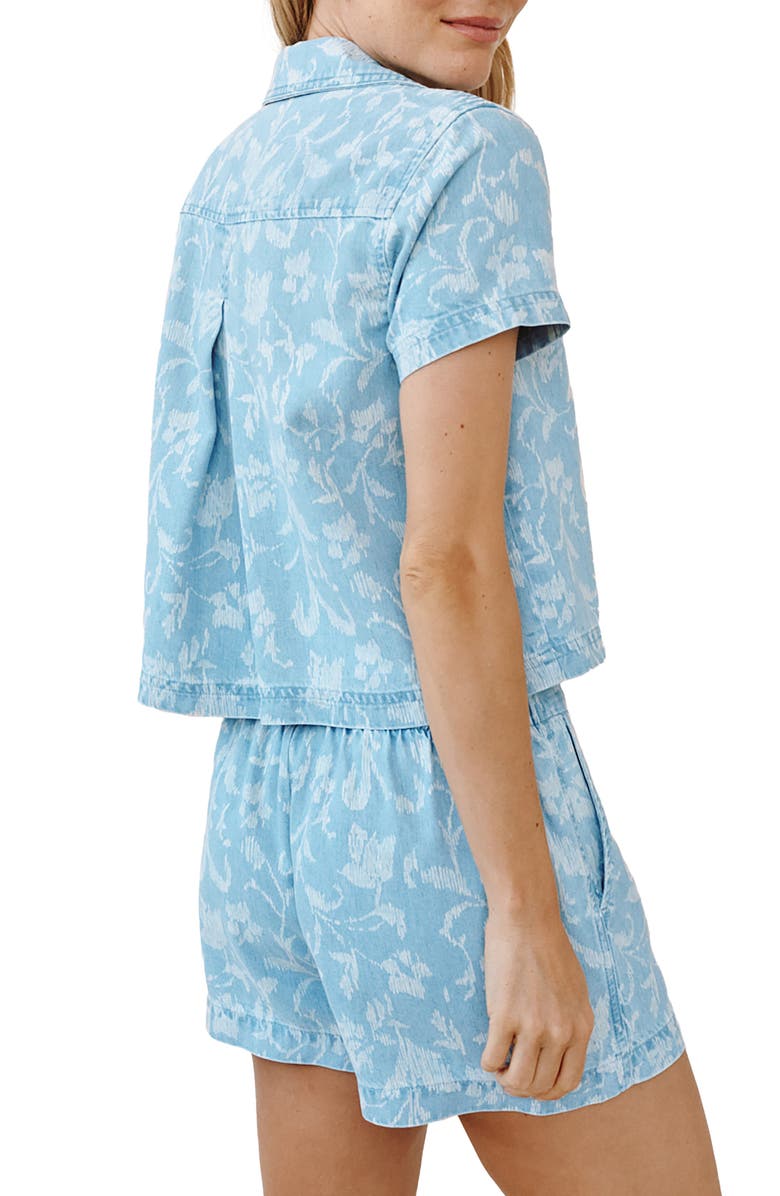 Bella Dahl Floral Crop Camp Shirt, Alternate, color, Vintage Fleur Denim