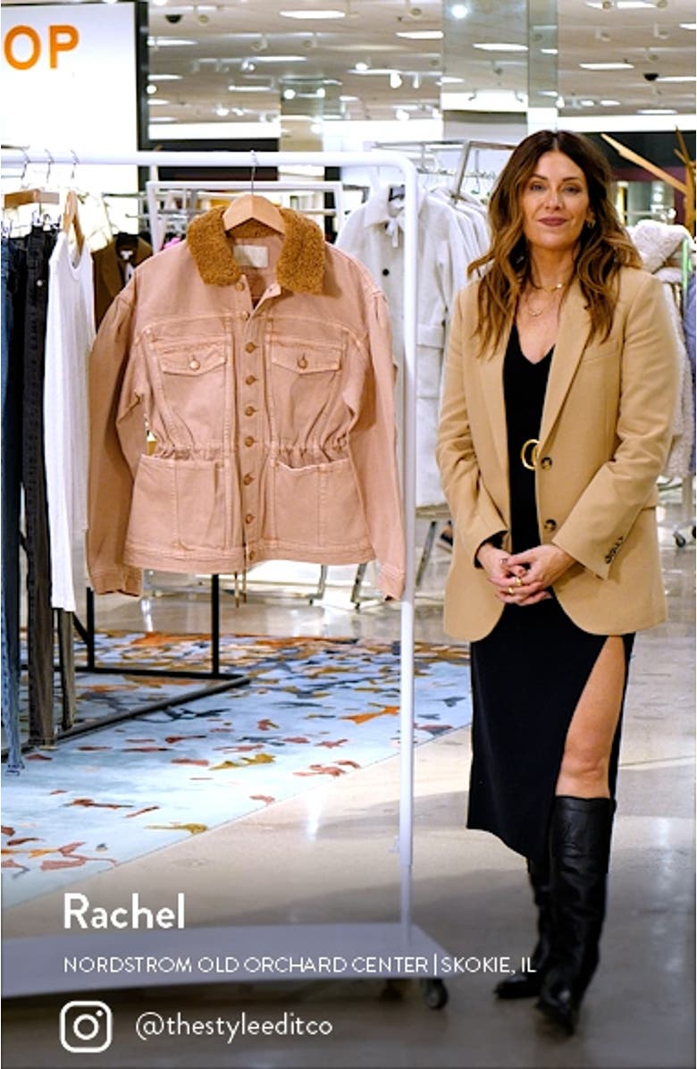 Odette Blouson Sleeve Denim Jacket with Faux Fur Collar, sales video thumbnail