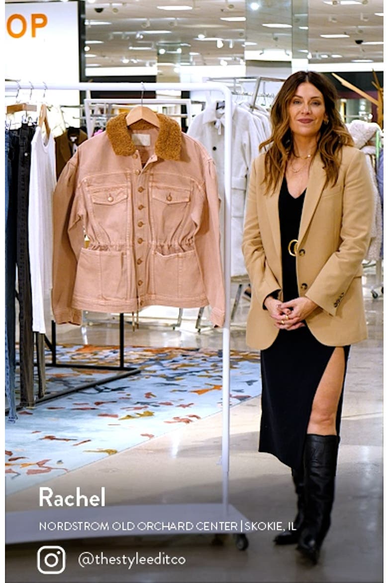 Odette Blouson Sleeve Denim Jacket with Faux Fur Collar video