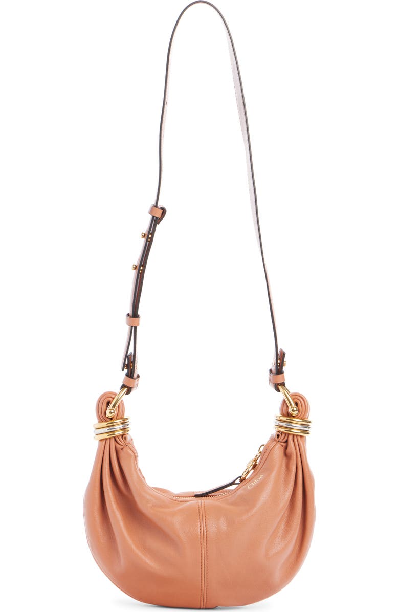 Chloé Mini Bracelet Leather Hobo Bag, Alternate, color, Wooden Orange