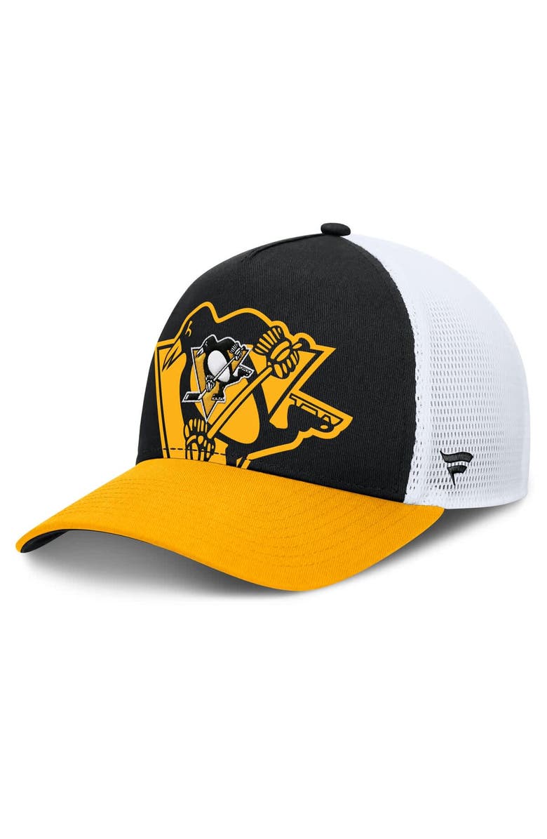 FANATICS Men's Fanatics Black/Gold Pittsburgh Penguins Authentic Pro A-Frame Rink Adjustable Hat, Main, color, Black