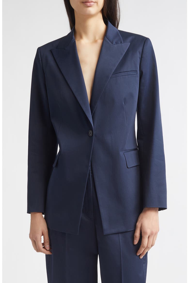 Bow Stretch Cotton Jacket, Main, color, NAVY