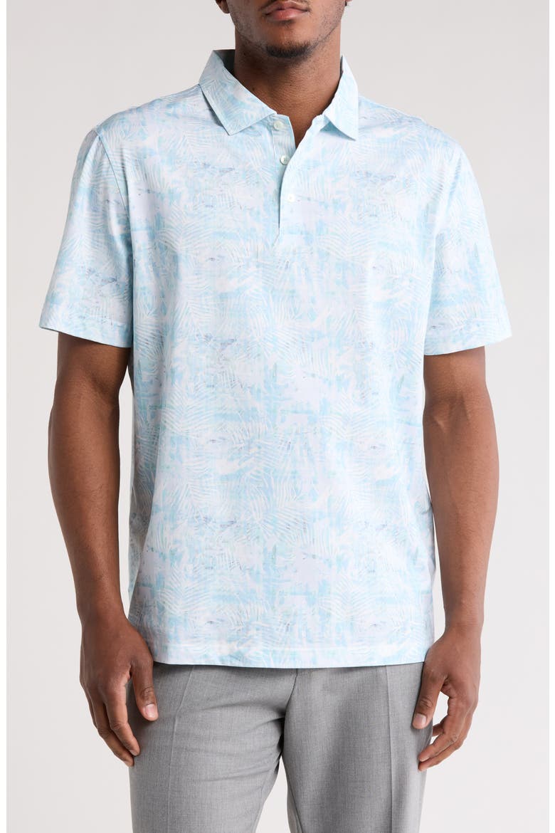 Victor Floral Print Polo, Main, color, TURQUOISE