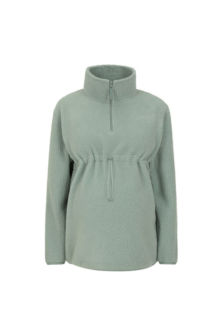 Cosy Fleece Half Zip Maternity Fleece Top, Main, color, Green