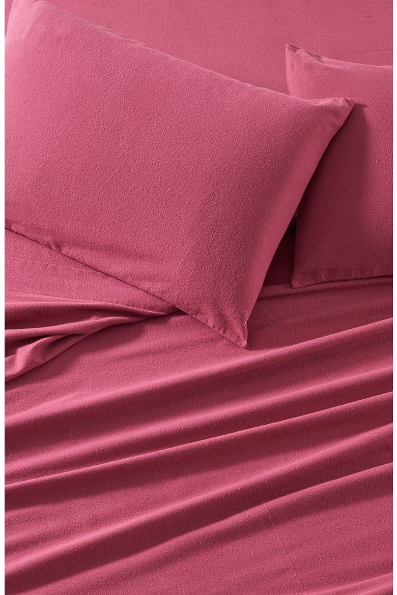Turkish Cotton Solid Flannel Sheet Set, Alternate, color, PINK FROST