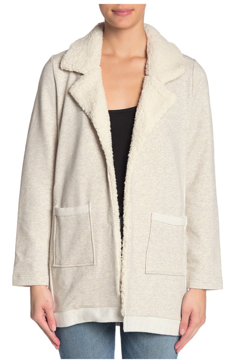 MELLODAY Faux Shearling Trim Coat, Alternate, color, 