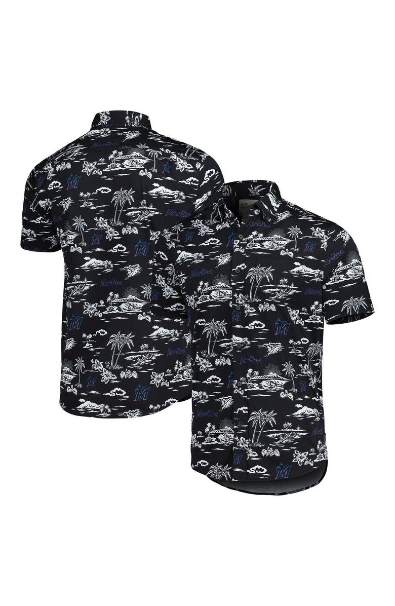 Reyn Spooner Men's Reyn Spooner Black Miami Marlins Kekai Performance Button-Up Shirt, Main, color, Black