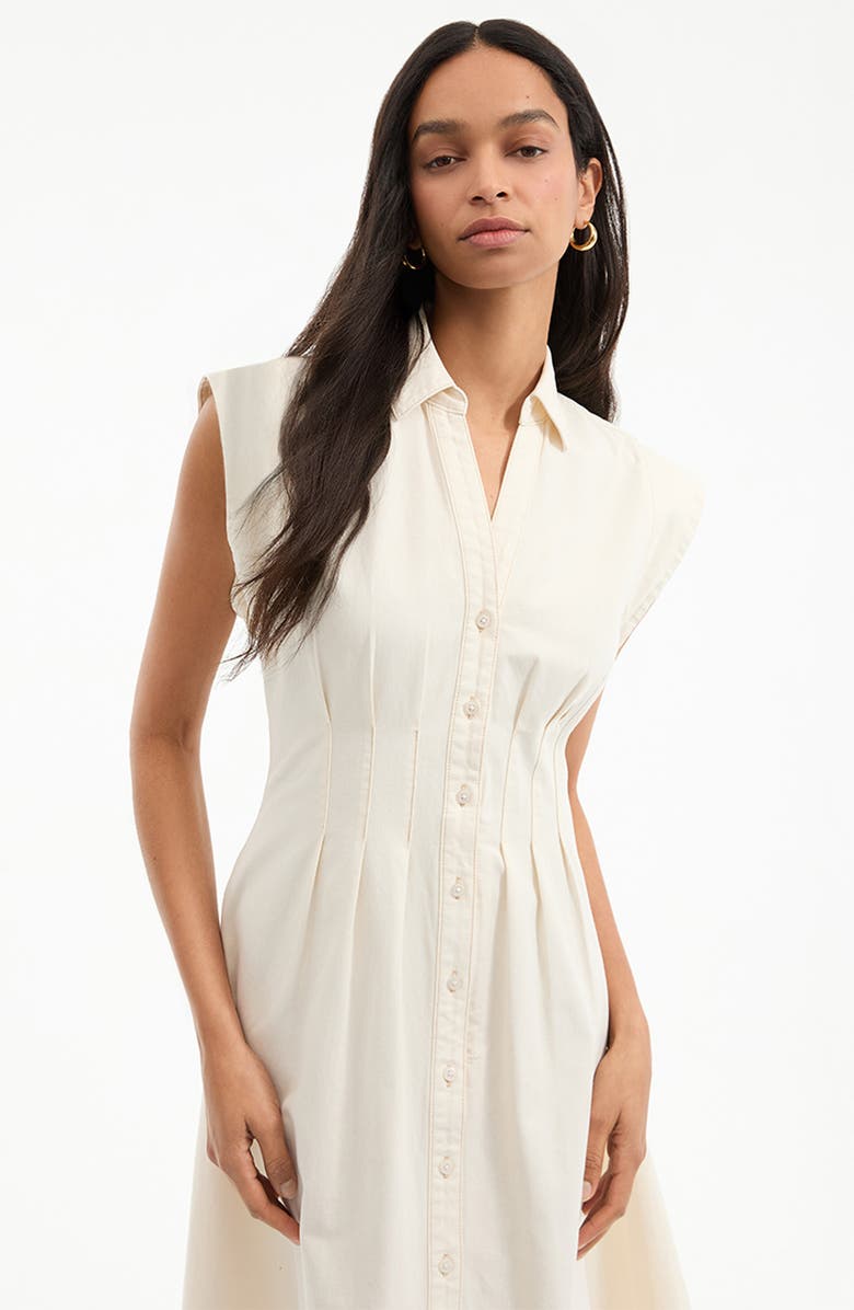 Veronica Beard Ruben Cap Sleeve Cotton Midi Shirtdress, Alternate, color, Ecru