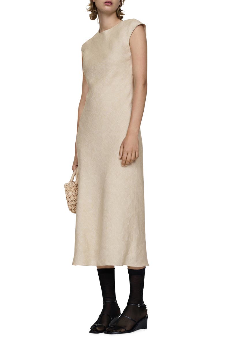 MANGO Open Back Linen Dress, Main, color, 