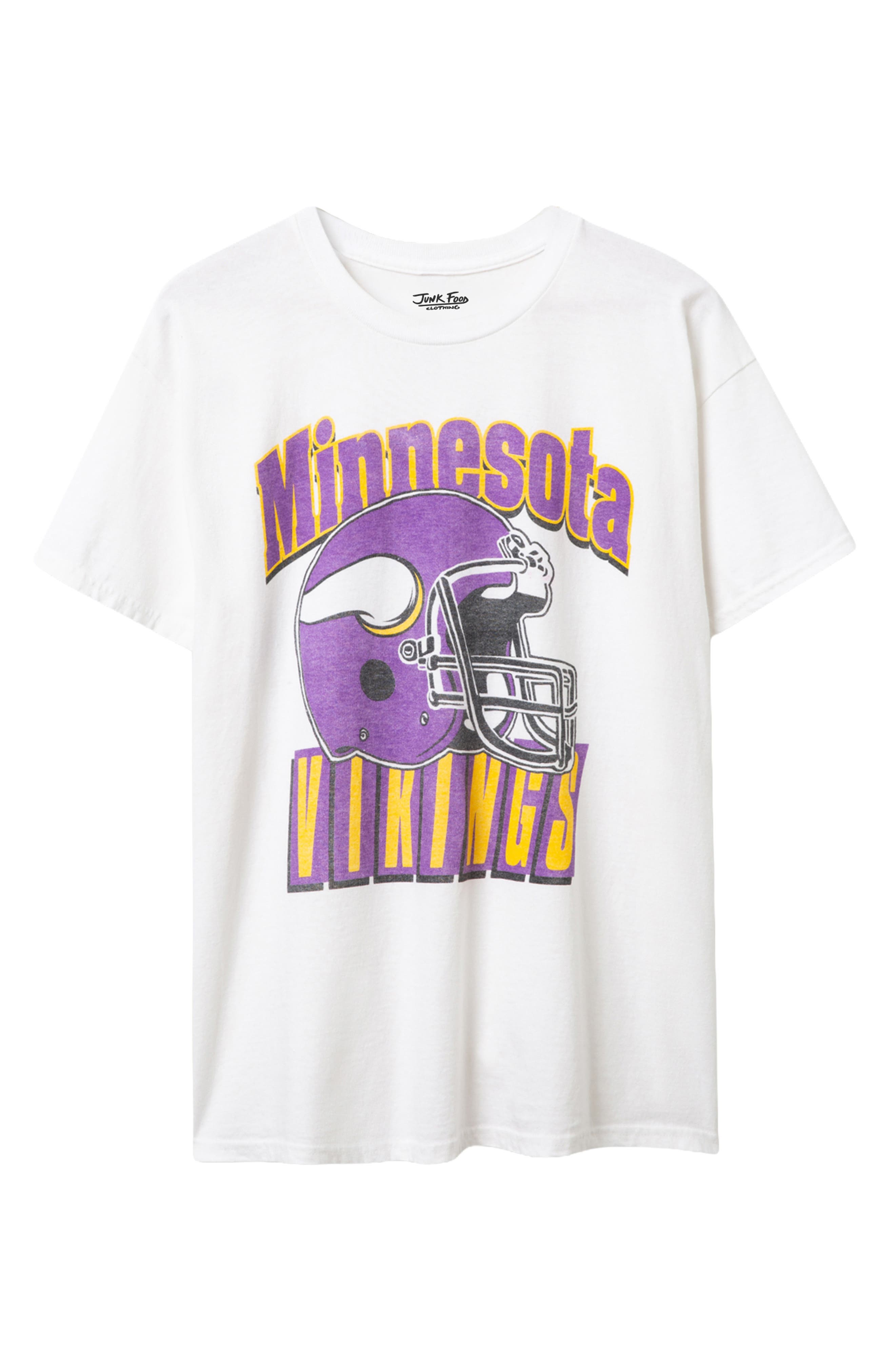 Junk Food Minnesota Vikings Throwback Helmet Cotton Graphic T-shirt In White
