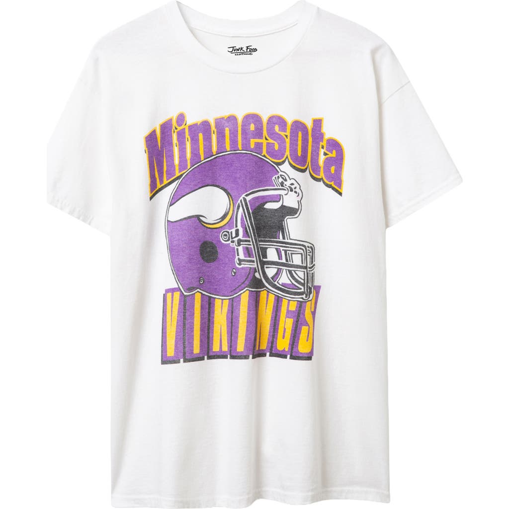 Junk Food Minnesota Vikings Throwback Helmet Cotton Graphic T-shirt In White