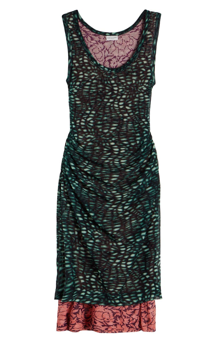 Dries Van Noten Hoges Mixed Print Layered Mesh Dress, Alternate, color, 