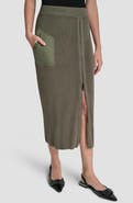 DKNY Zipper Slit Midi Sweater Skirt