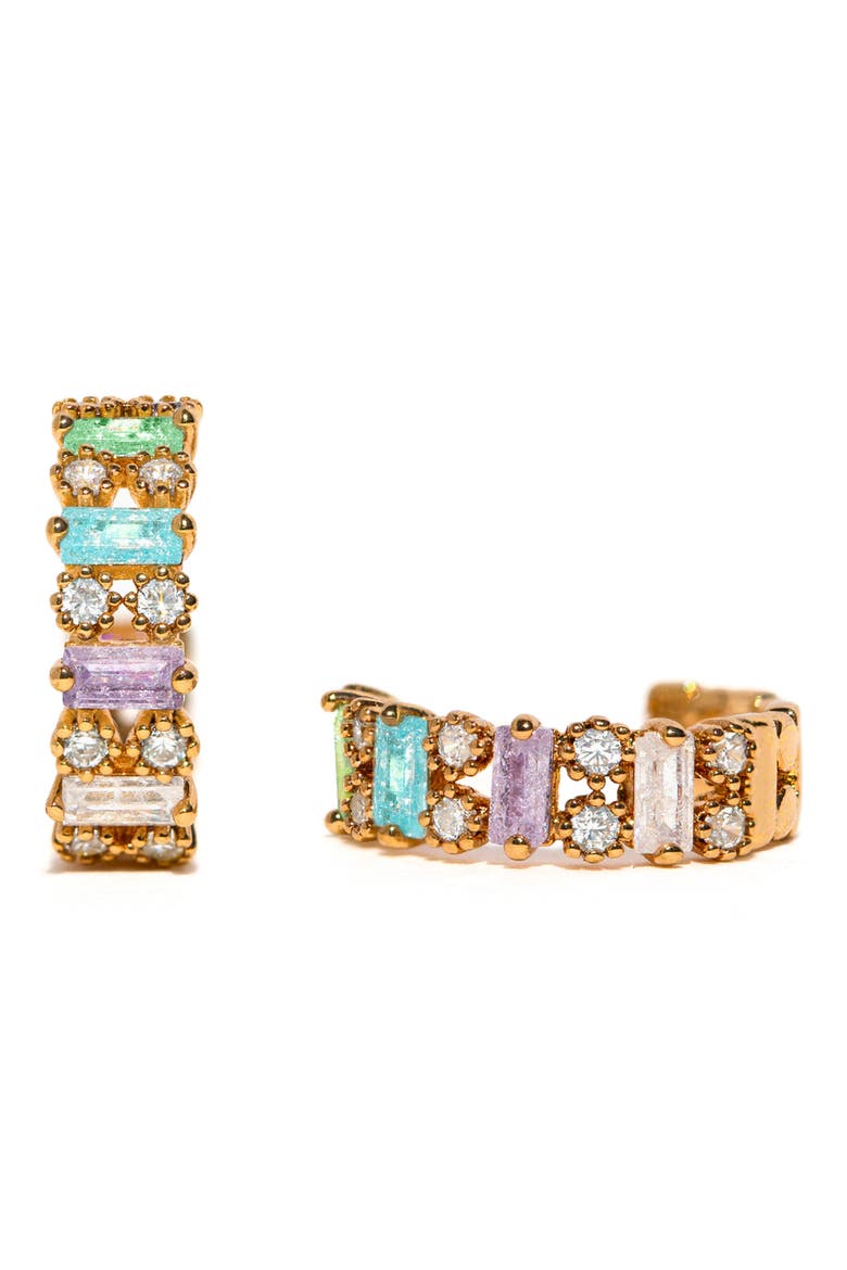 Aloe Huggie Hoop Earrings, Alternate, color, GOLD