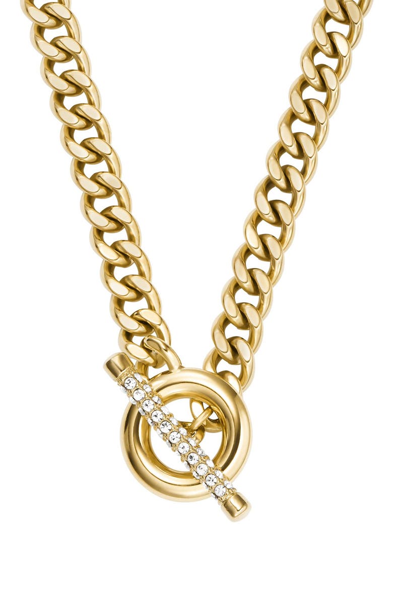 Carlie T-Bar Crystal Toggle Necklace, Main, color, GOLD