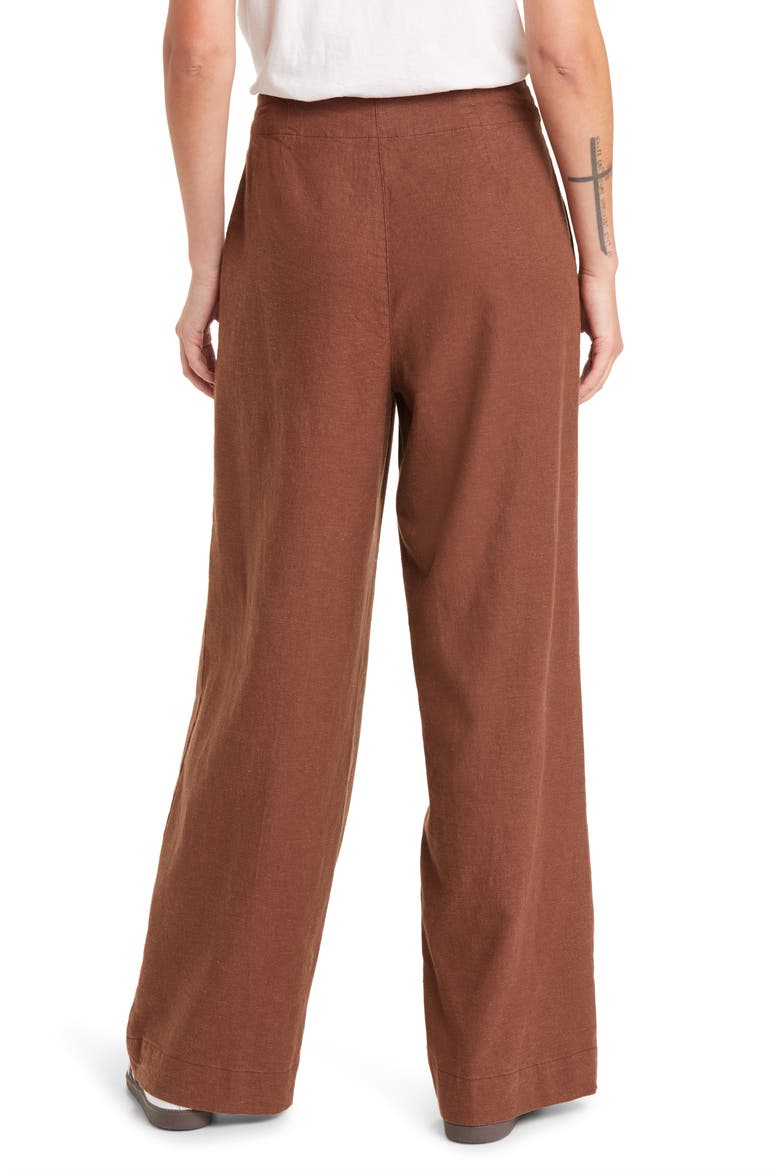 Flora High Waist Hemp Blend Pants, Alternate, color, PINECONE