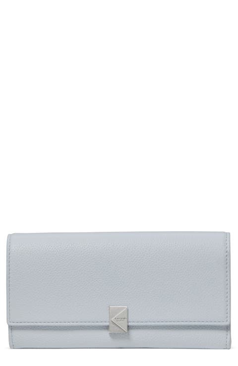 deco large pebbled leather flat wallet