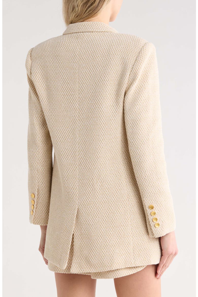 Riva Double Breasted Knit Blazer, Alternate, color, WHITE/IVORY/GOLD