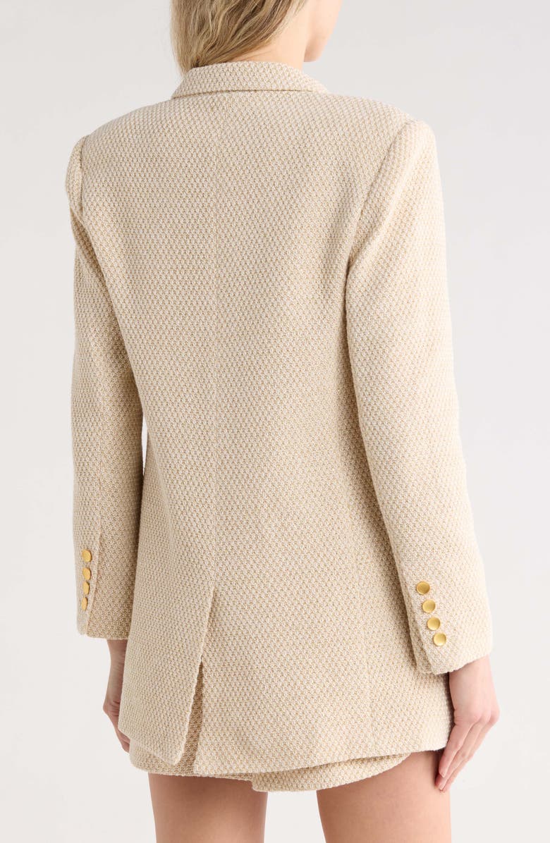 L'AGENCE Riva Double Breasted Knit Blazer, Alternate, color, White/Ivory/Gold