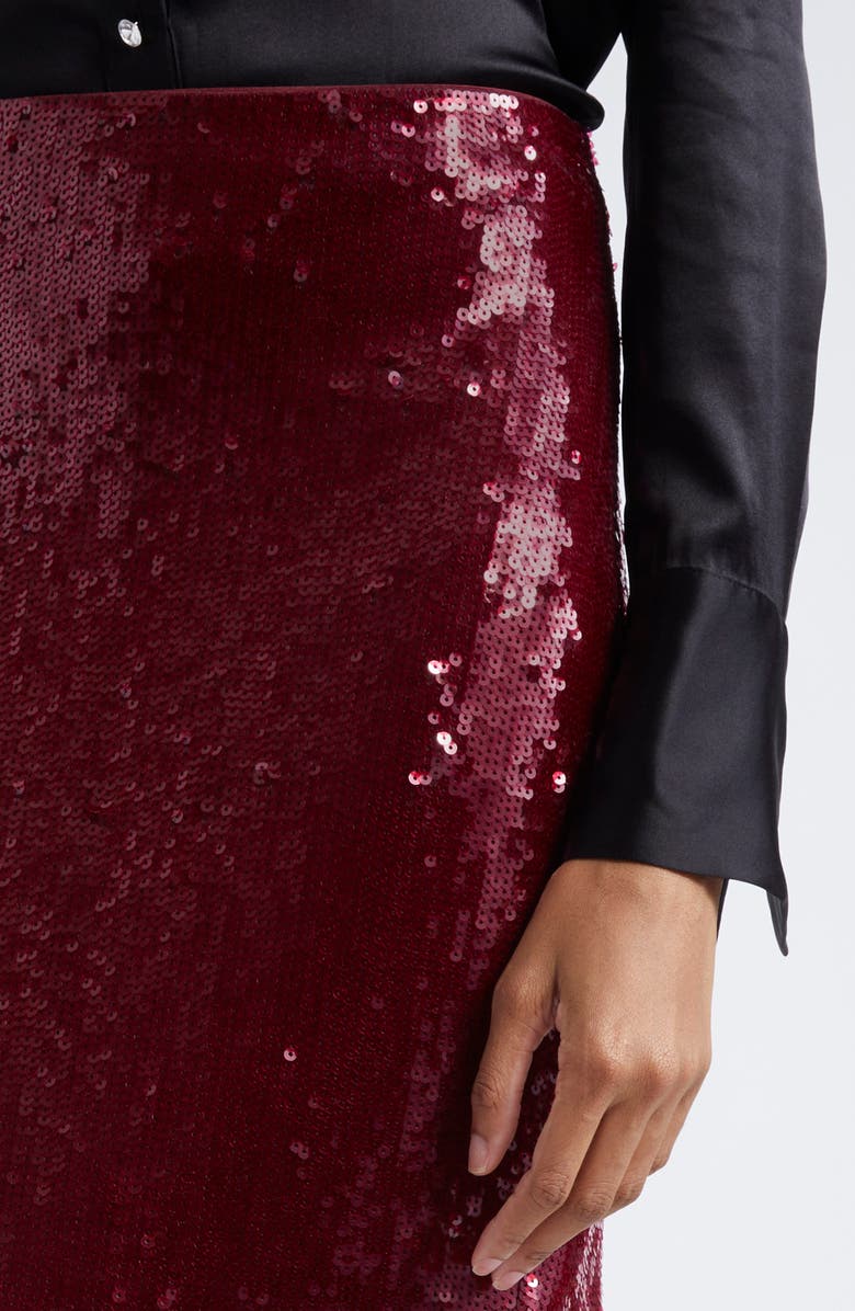 Veronica Beard Koa Sequin Midi Skirt, Alternate, color, Wine