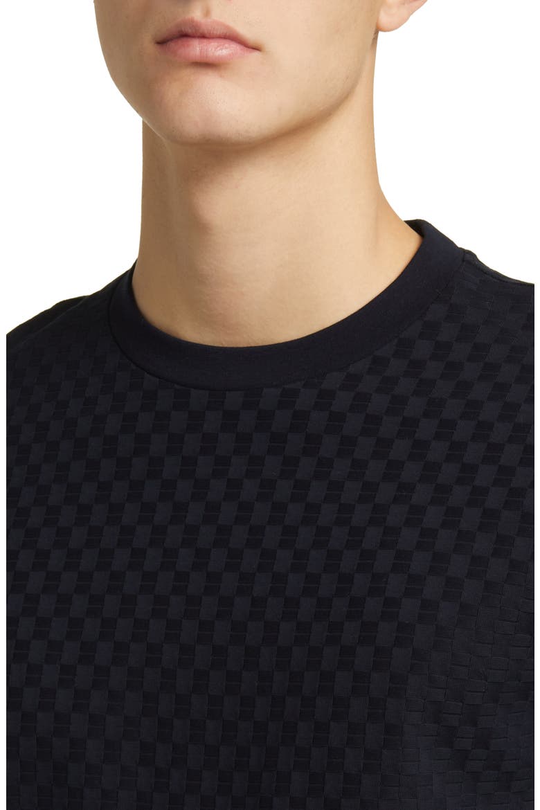 Basket Weave Jacquard T-Shirt, Alternate, color, SOLID BLACK