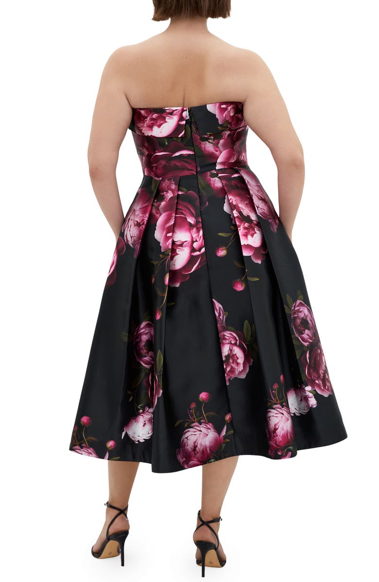 City Chic Tiffany Bloom Strapless Cocktail Dress, Alternate, color, Multi Bloom
