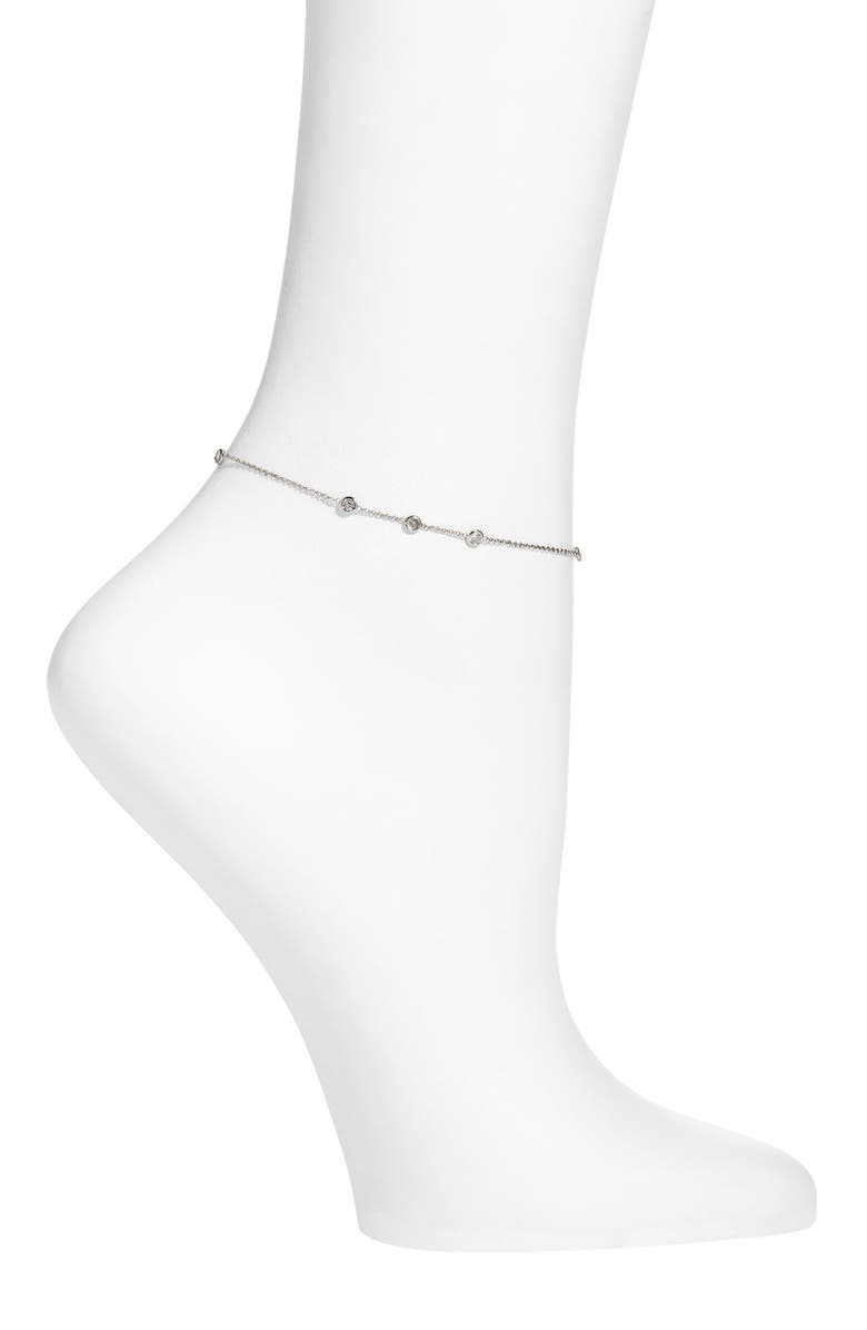 VIDAKUSH Raindrop Cubic Zirconia Anklet, Main, color, Silver