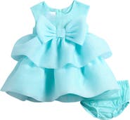 Iris & Ivy Bow Crinkle Sheer Organza Party Dress with Bloomers