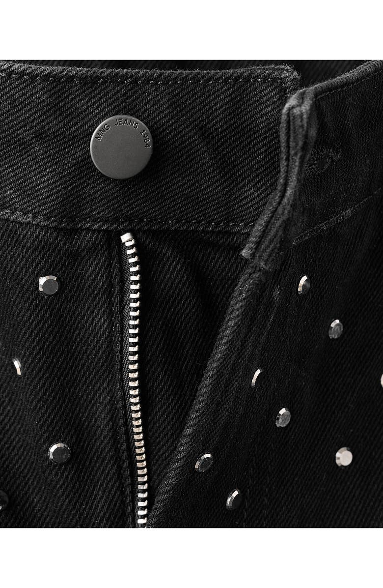 MANGO x Kaia Gerber Rhinestone Wide Leg Jeans, Alternate, color, 