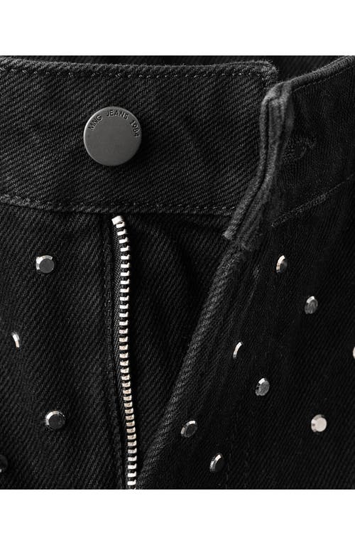 Mango X Kaia Gerber Rhinestone Wide Leg Jeans In Black