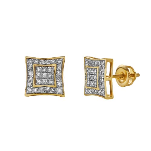 Luvmyjewelry Espelho 10k Yellow Gold Diamond Unisex Earrings In 10k Yellow Gold