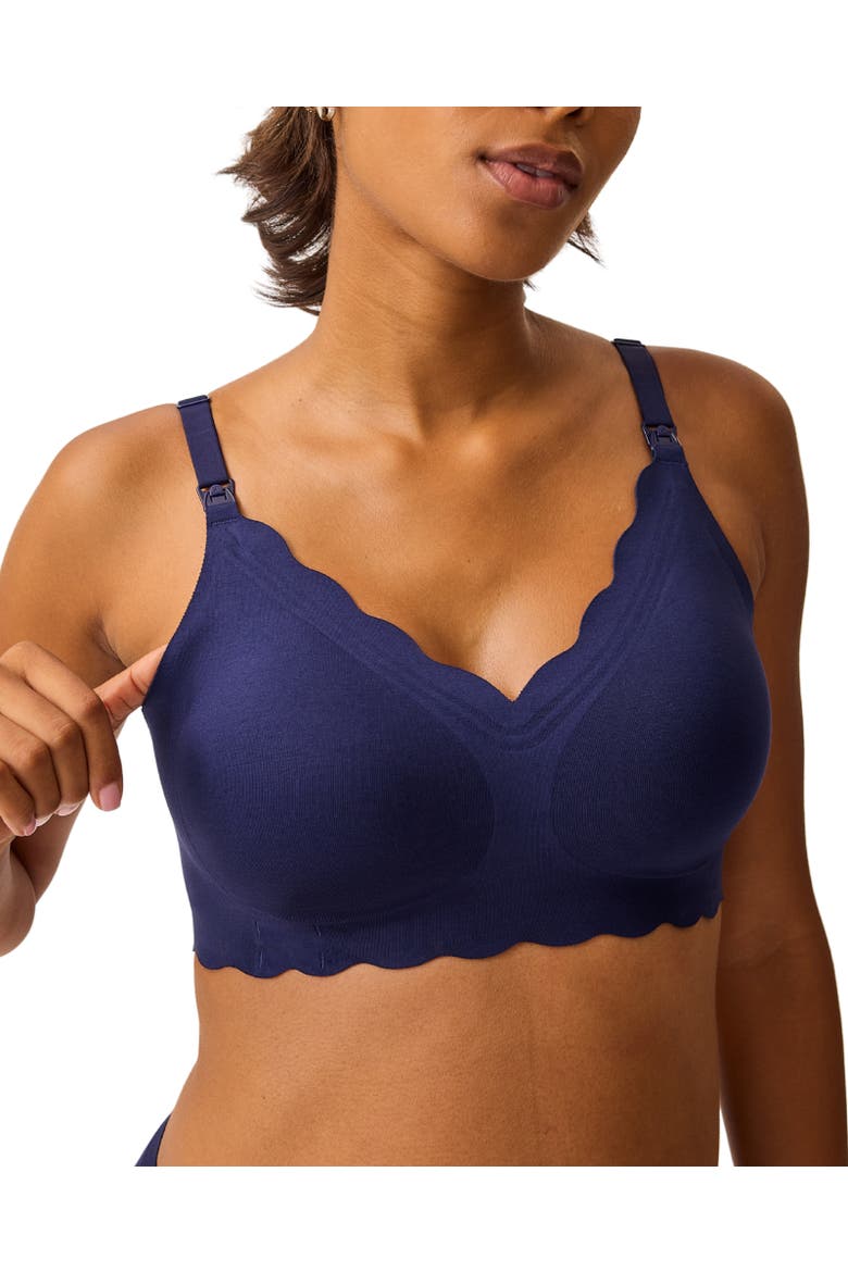 Busty Barebond Cotton Maternity  Nursing Bra E-H Cup Sizes, Alternate, color, Navy