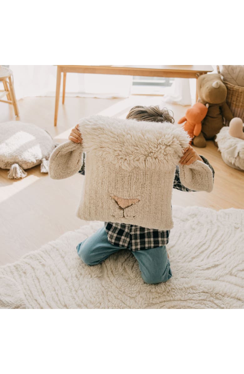 Lorena Canals Woolable Cushion Pink Nose Sheep, Alternate, color, Sheep White,  Sandstone