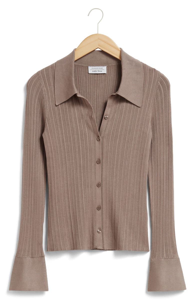& Other Stories Spread Collar Rib Cardigan, Alternate, color, 