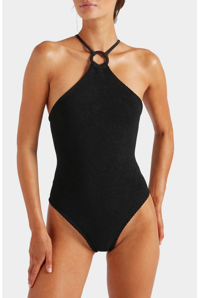Jasmine O-Ring One-Piece Swimsuit, Main, color, BLACK