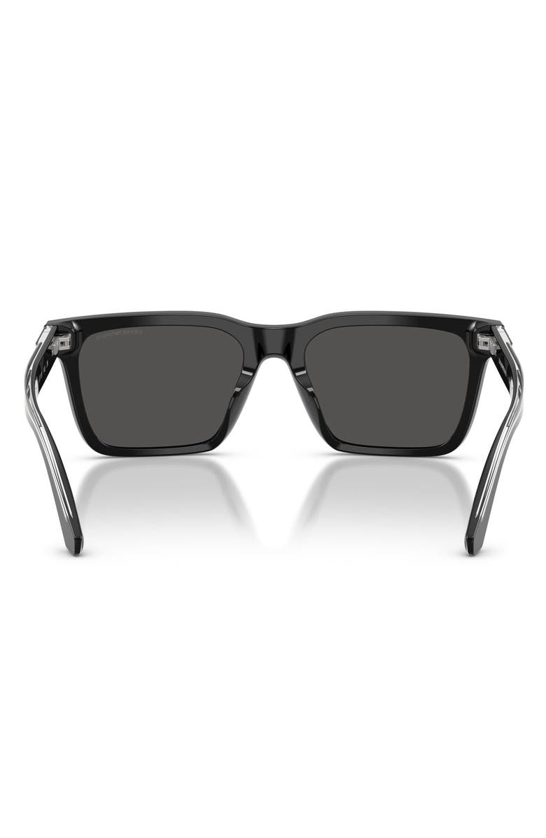 Emporio Armani 57mm Square Sunglasses, Alternate, color, Shiny Black / Dark Grey