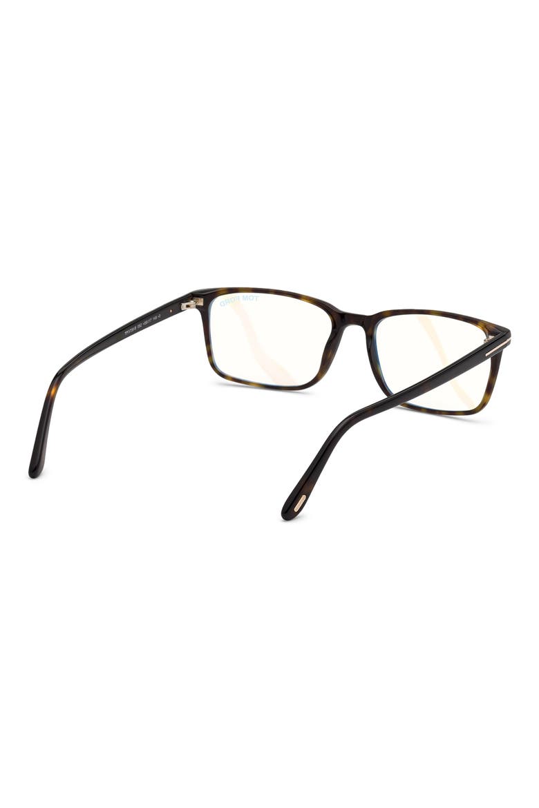 54mm Rectangular Blue Light Blocking Glasses, Alternate, color, HAVANA ROSE GOLD / T LOGO
